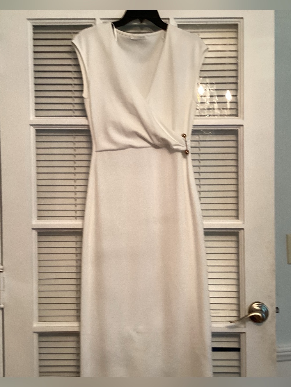 Zara Cream Maxi Dress with Side Button Detail